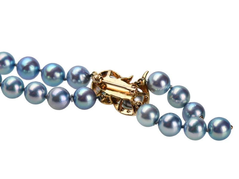 Estate Elegant Blue Gray Strand of Pearls