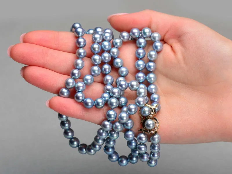 Estate Elegant Blue Gray Strand of Pearls