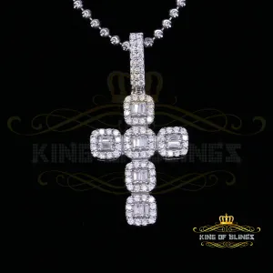 Fancy White 925 Sterling Silver CROSS Shape Pendant with 1.34ct Cubic Zirconia