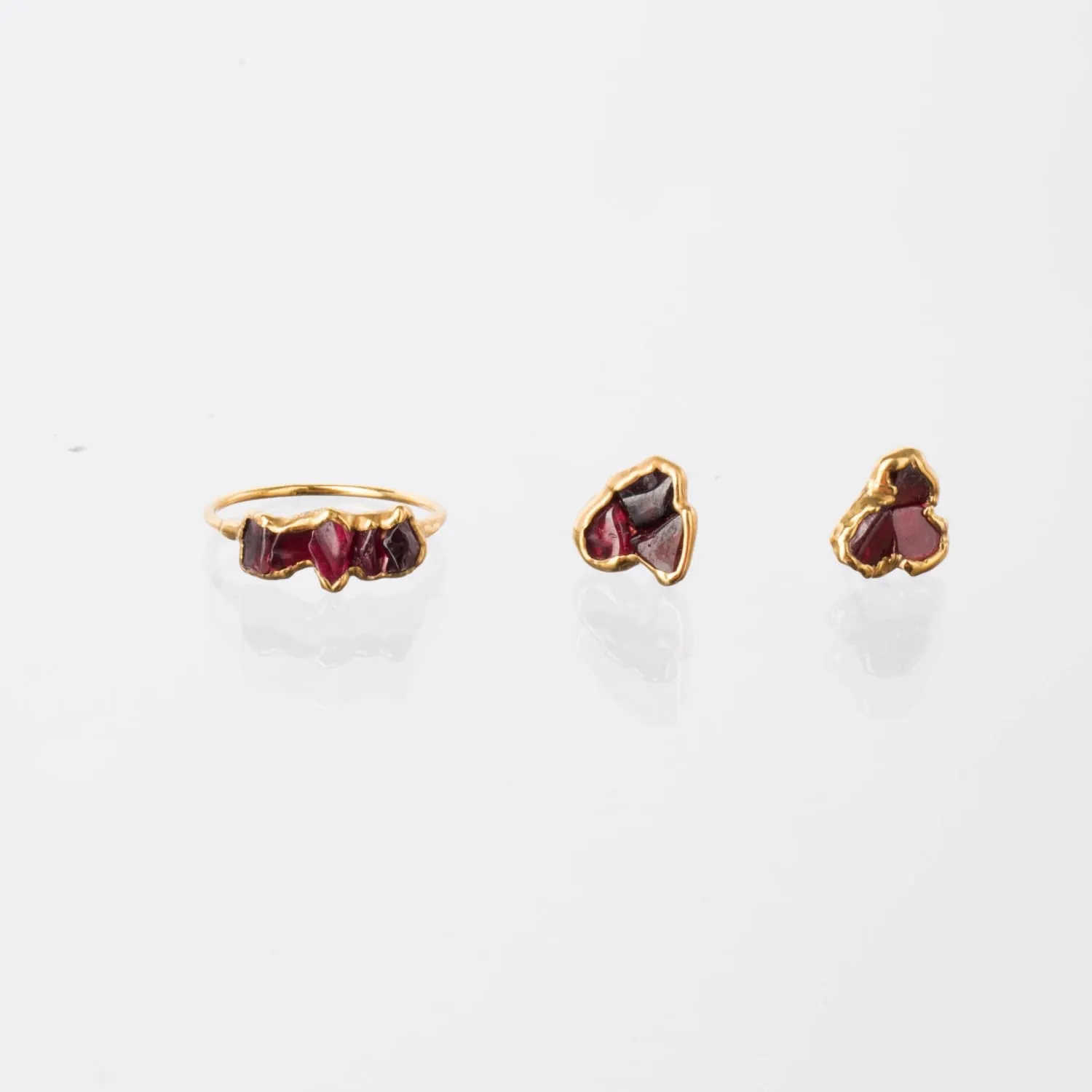 Five Stone Raw Garnet Ring