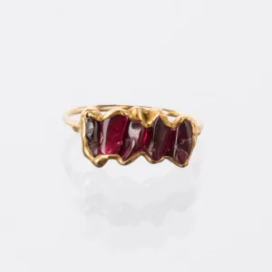 Five Stone Raw Garnet Ring