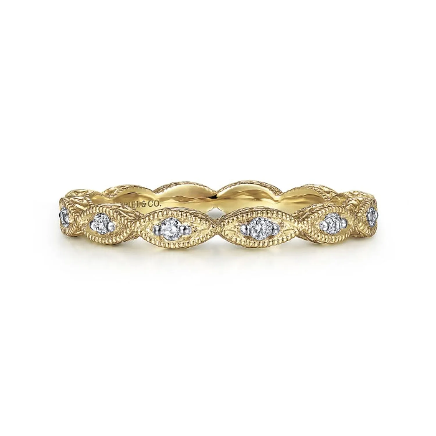 Gabriel & Co. "Luminous" Vintage Styled Diamond Ring with Milgrain Finish