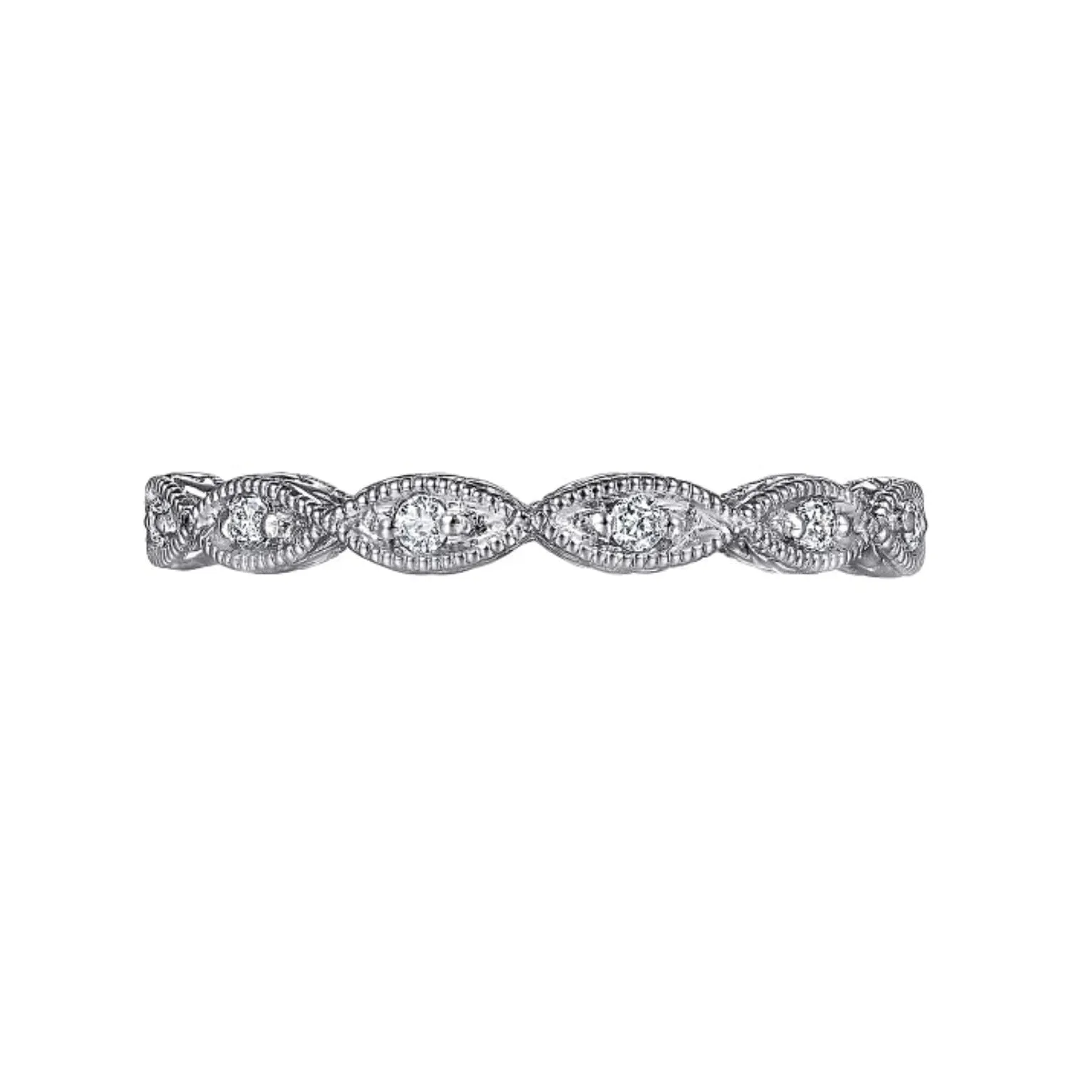 Gabriel & Co. "Luminous" Vintage Styled Diamond Ring with Milgrain Finish