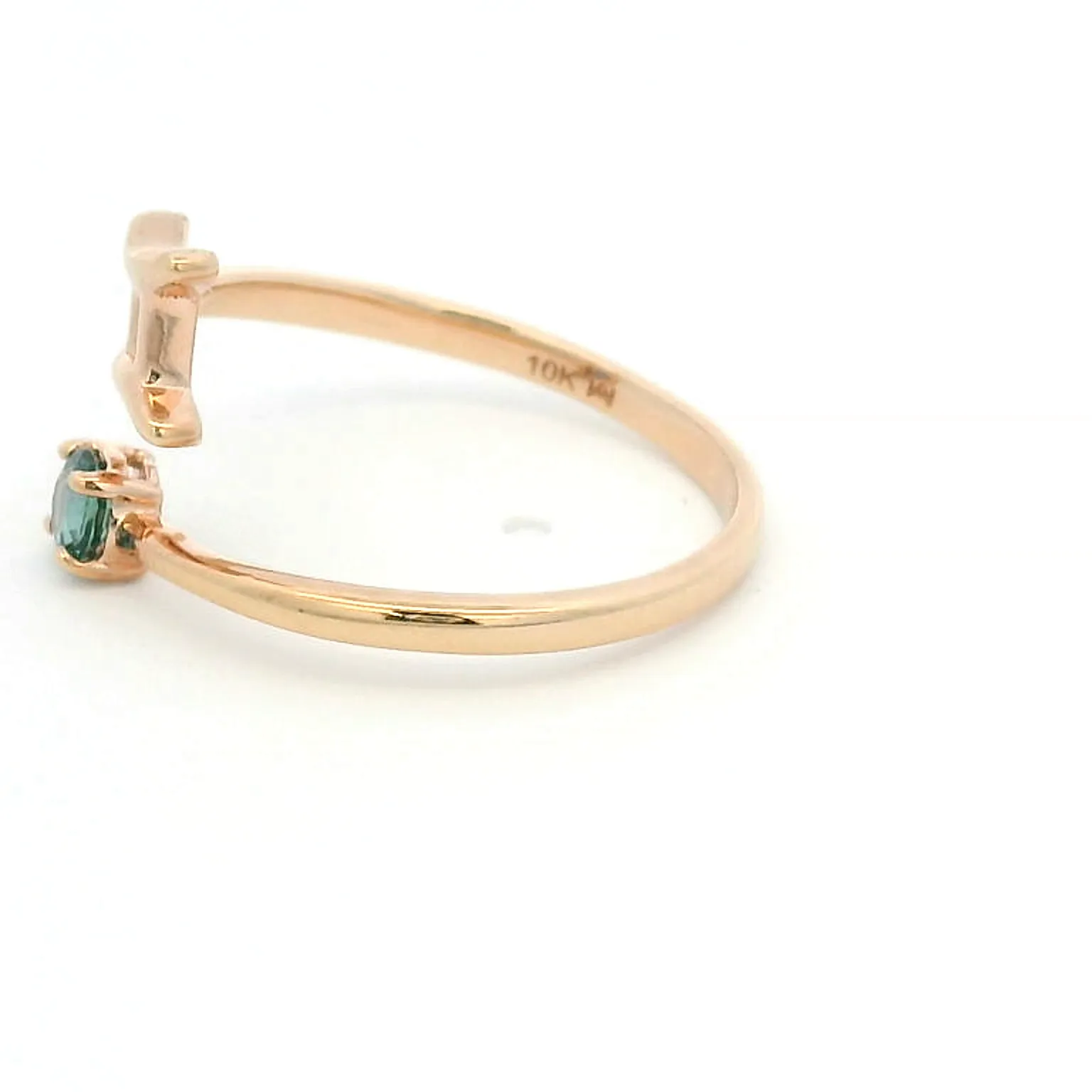 Gemini Zodiac Ring in 10K Rose Gold with Created Alexandrite