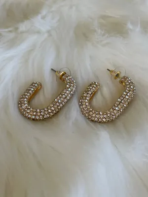 Gold & Rhinestone Bling Huggie Hoop Earrings