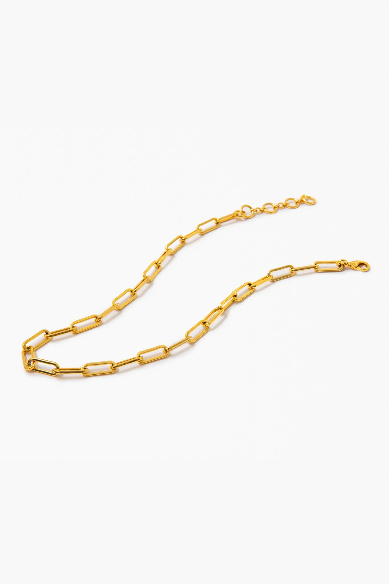 Gold Paperclip Chain Link Necklace