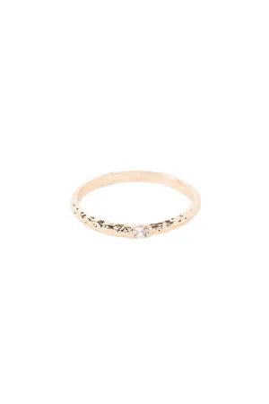 Gold Structured Band Faux Diamond Ring