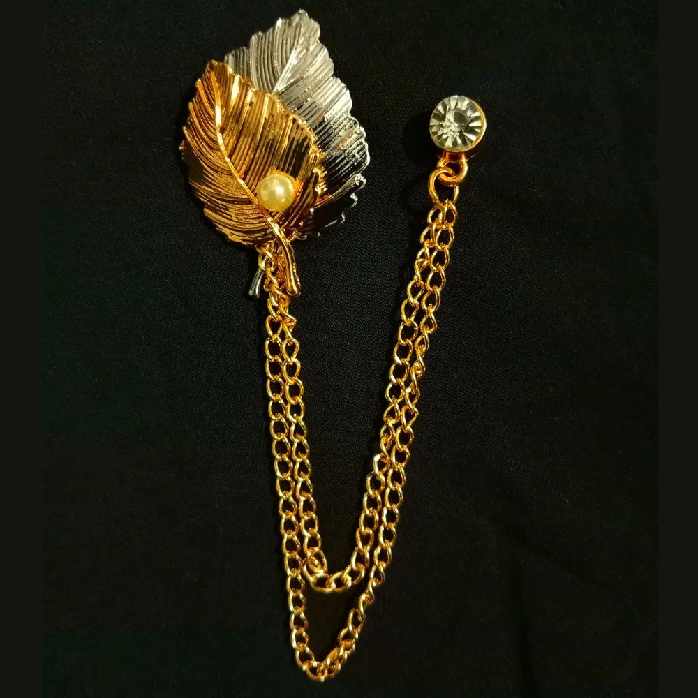 Golden and Silver Color Leaf Designer Brooch