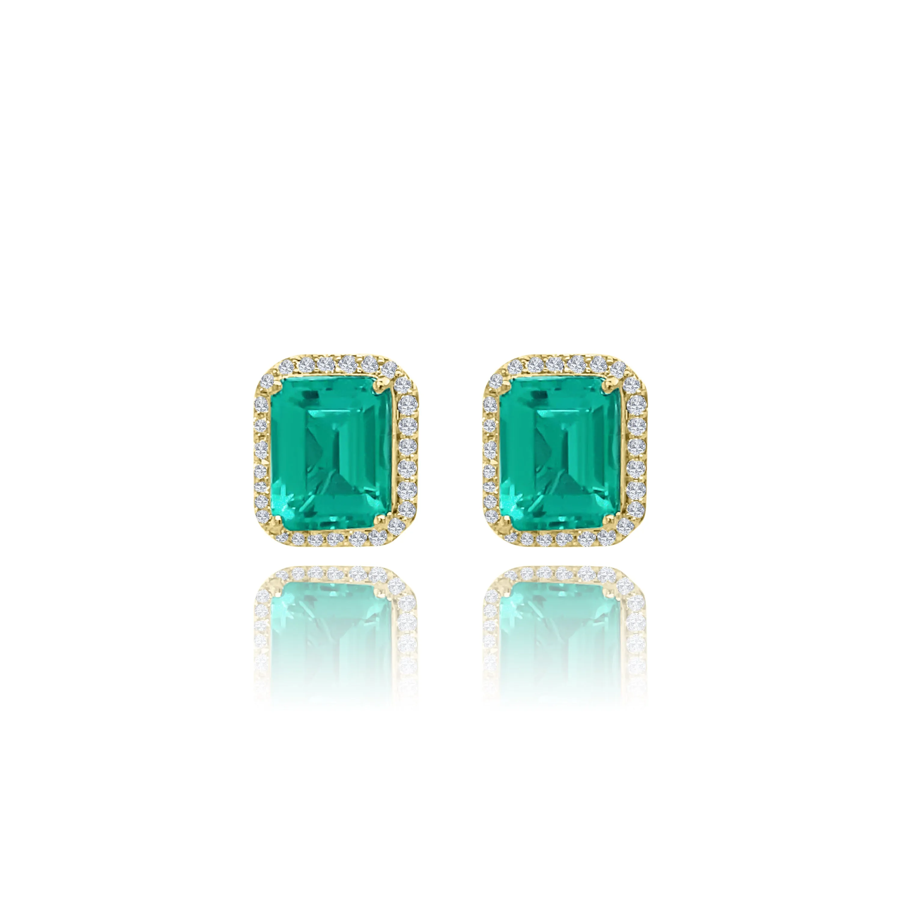 Halo set Emerald & Diamonds Earrings