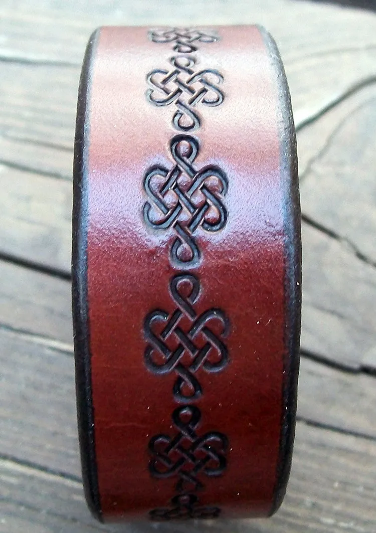 Handmade Celtic Knot Leather Wristbands | 1 Inch Wide