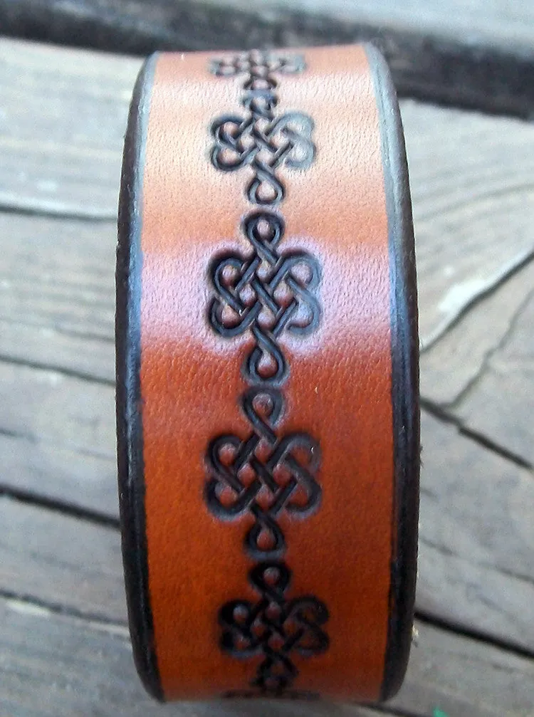 Handmade Celtic Knot Leather Wristbands | 1 Inch Wide