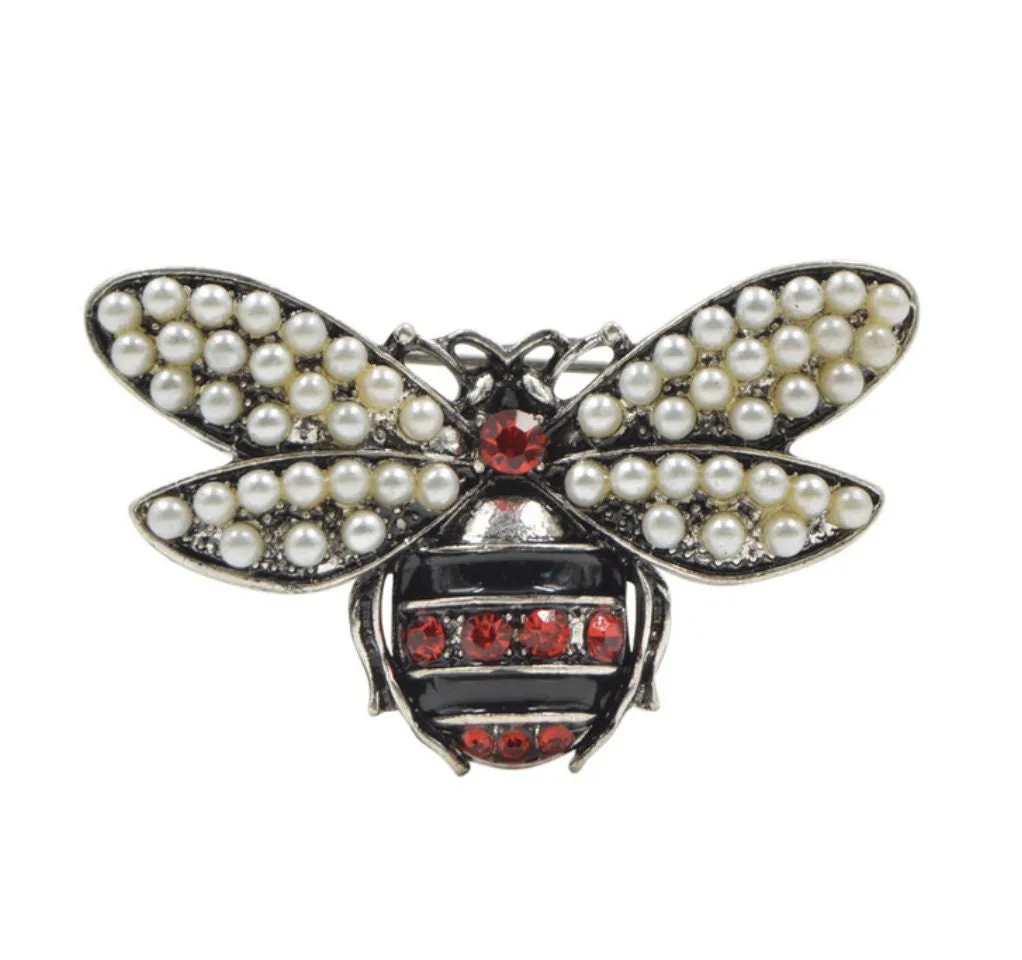 Honey bee brooch gold silver plated stunning diamonte celebrity queen pin u14