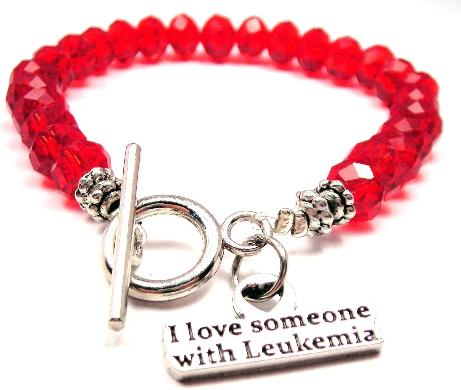 I Love Someone With Leukemia Crystal Beaded Toggle Style Bracelet