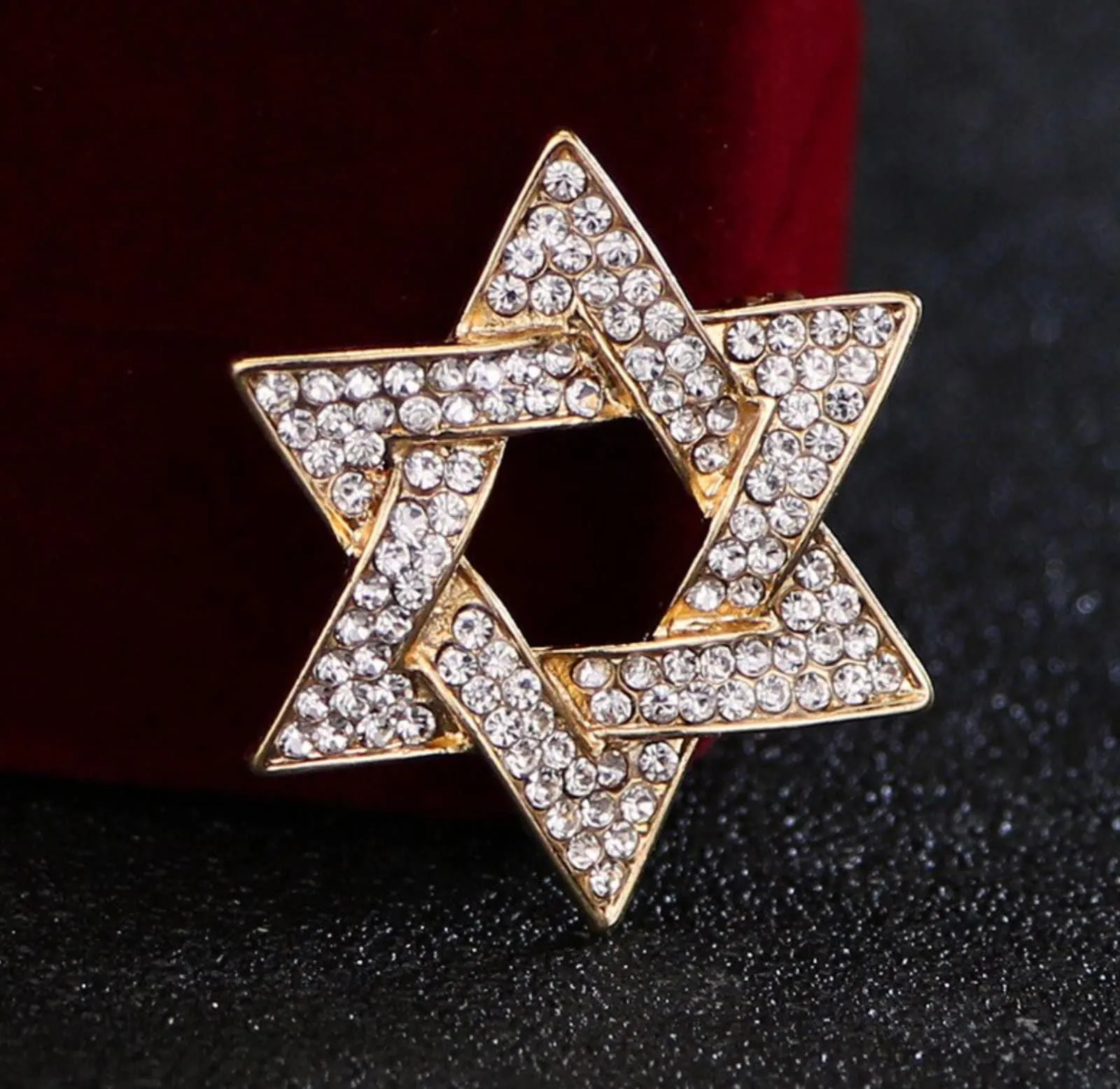 Israel star brooch gold silver plated jewish broach celebrity queen pin s12 jew