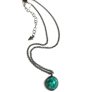 Jade Green Mosaic & Gun Metal Layering Necklace - Shortie