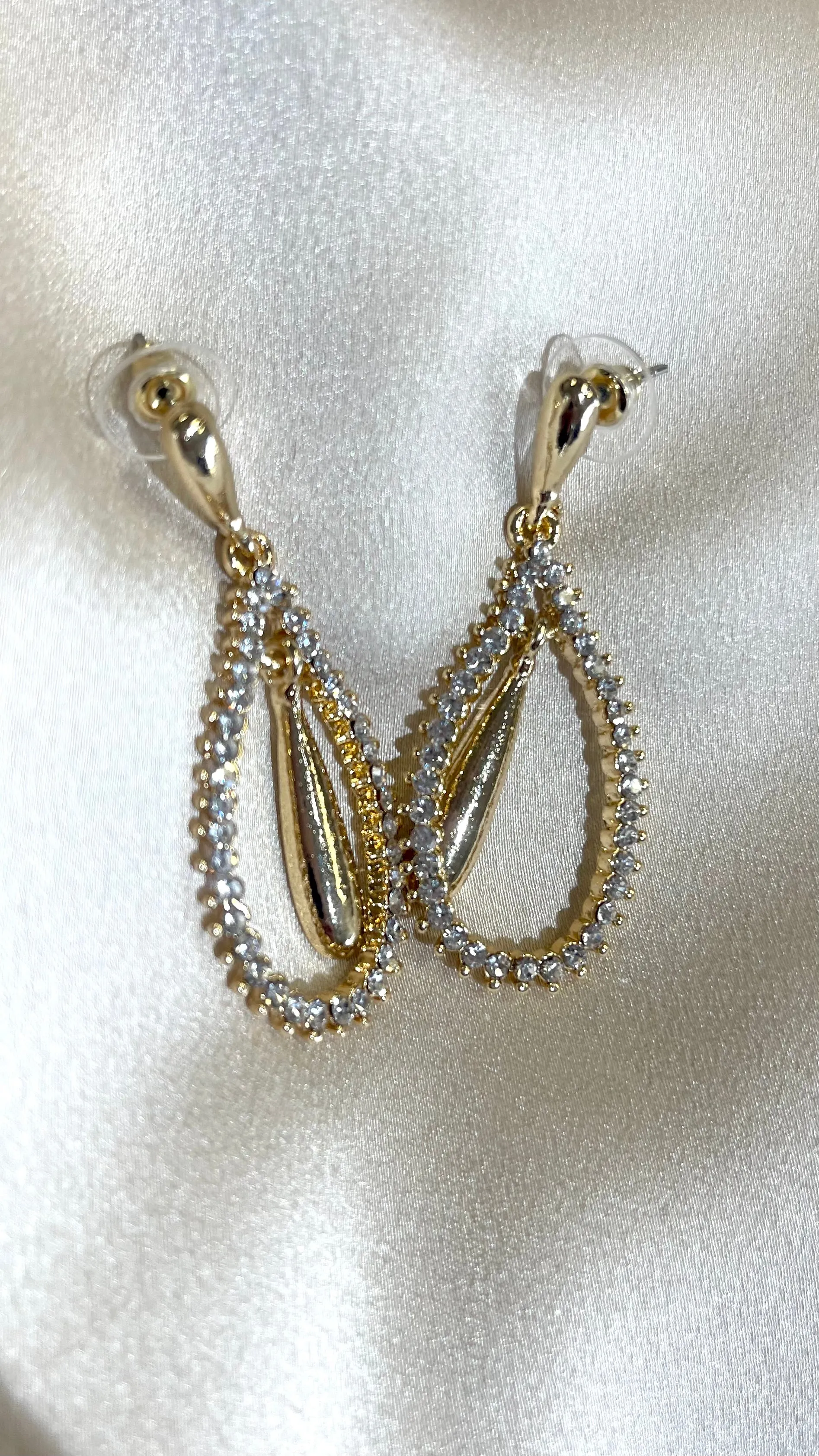 Jaden Gold Diamante Detail Drop Earrings