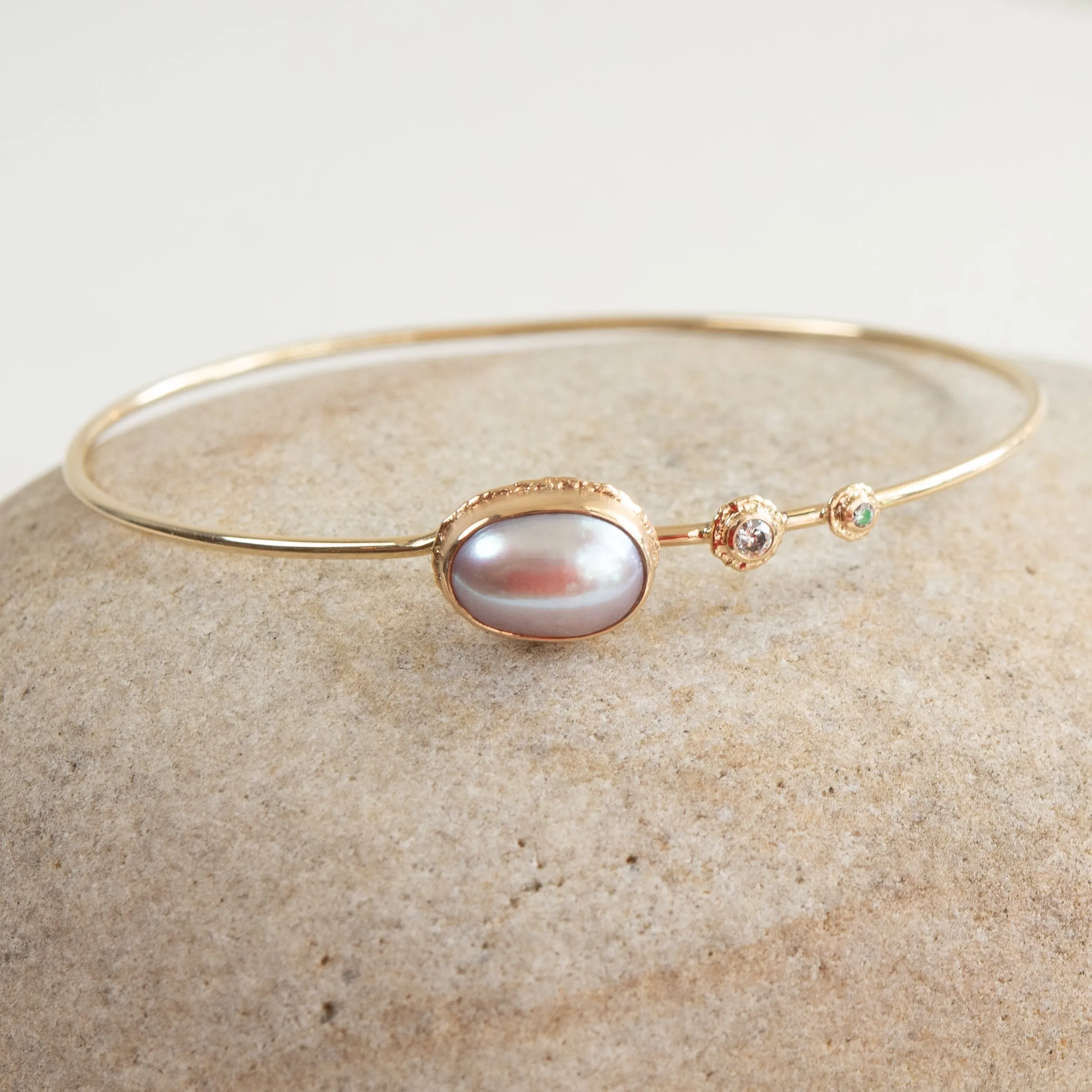 Jamie Joseph  Cultured Pearl, Diamond and 14K Gold Bracelet