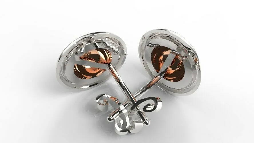 Kaedesigns New Genuine Sterling Silver & 9ct Rose Gold 375 9mm Half Ball Earrings