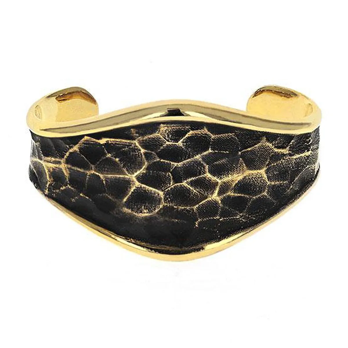 KING BABY - "HAMMERED SHIELD" Textured Cuff in Gold Alloy