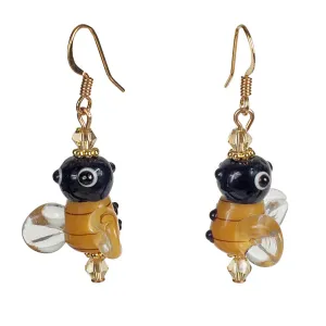 Lampwork Glass Bee Earrings