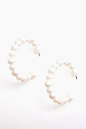 Large Pearl Hoop Earrings