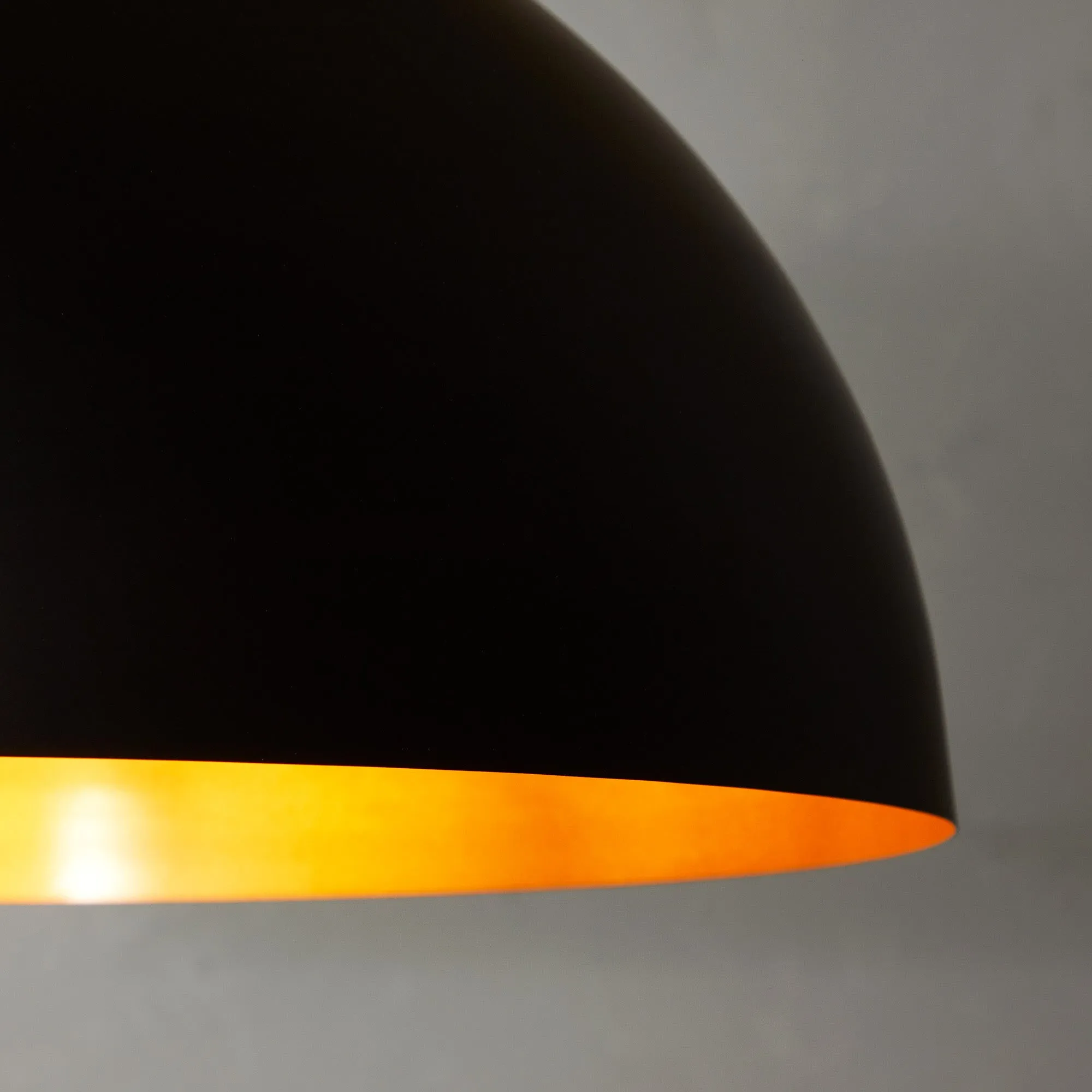 Larger Goodhew pendant in black with a gold interior - 60cms diameter