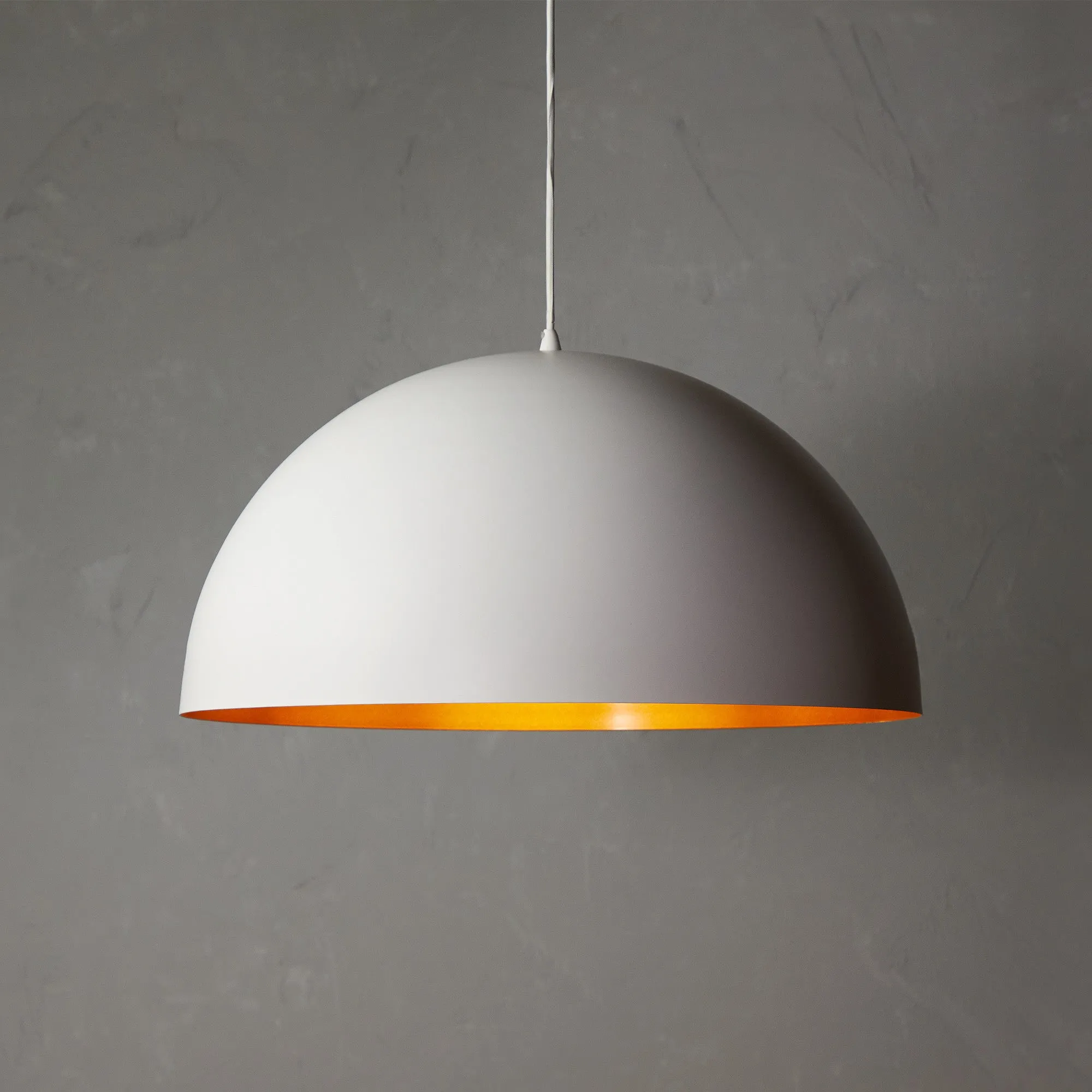 Larger Goodhew pendant in white with a gold interior - 60cms diameter