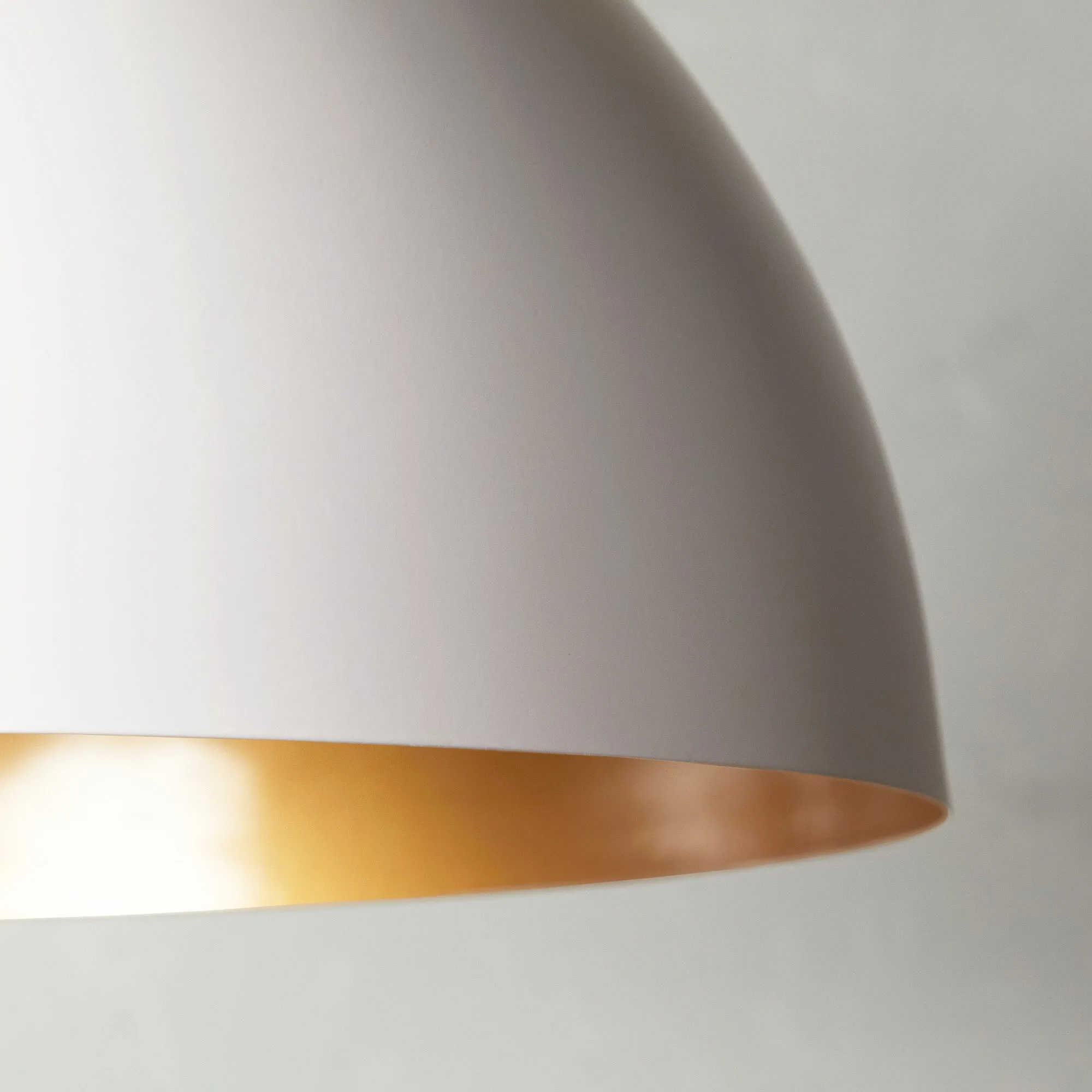 Larger Goodhew pendant in white with a gold interior - 60cms diameter