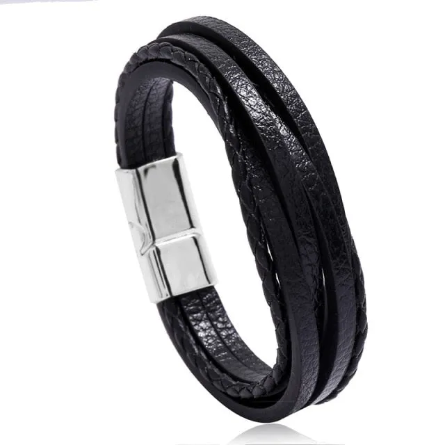 LETAPI New Fashion Classic Genuine Leather Bracelet For Men Hand Charm Jewelry Multilayer Male Bracelet Handmade Jewelry