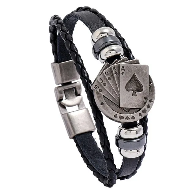 LETAPI New Fashion Classic Genuine Leather Bracelet For Men Hand Charm Jewelry Multilayer Male Bracelet Handmade Jewelry