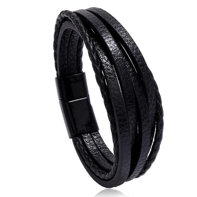 LETAPI New Fashion Classic Genuine Leather Bracelet For Men Hand Charm Jewelry Multilayer Male Bracelet Handmade Jewelry