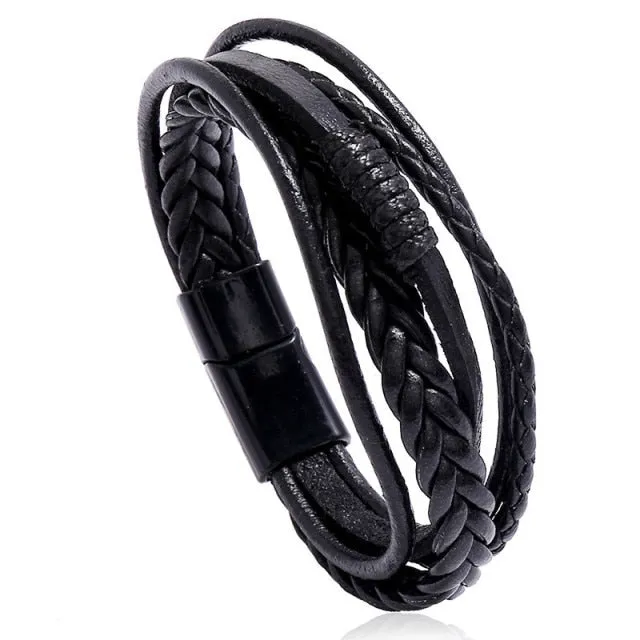 LETAPI New Fashion Classic Genuine Leather Bracelet For Men Hand Charm Jewelry Multilayer Male Bracelet Handmade Jewelry