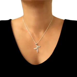 Long 925 Sterling Silver Dragonfly Pendant Necklace