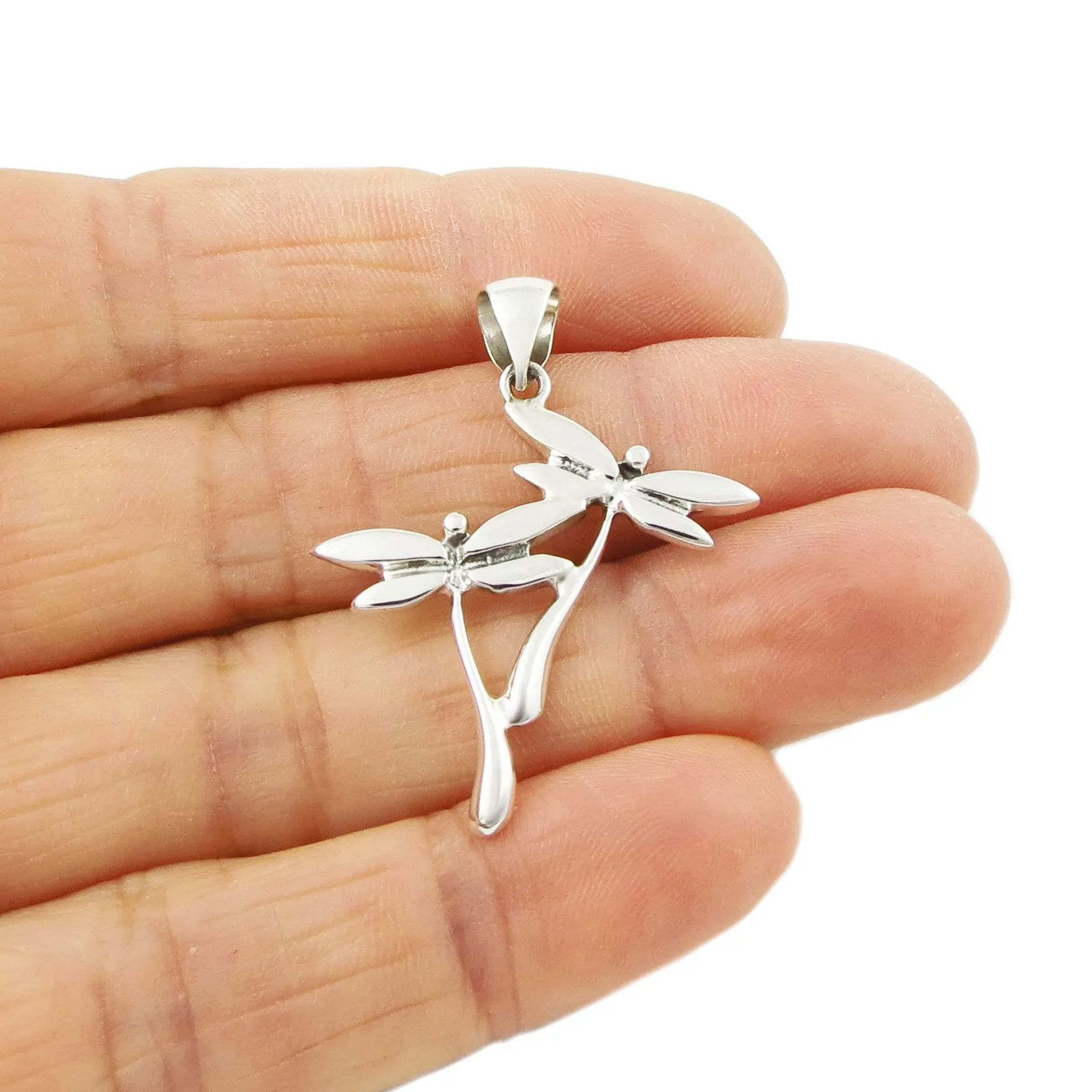 Long 925 Sterling Silver Dragonfly Pendant Necklace