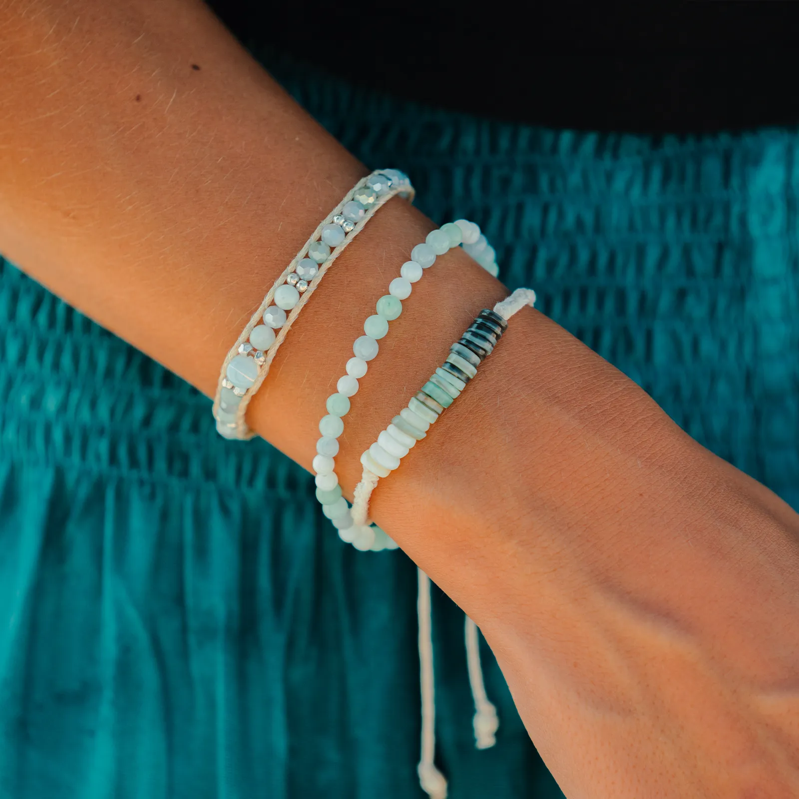 Lotus and Luna Braided Puka Bracelet - Courtney