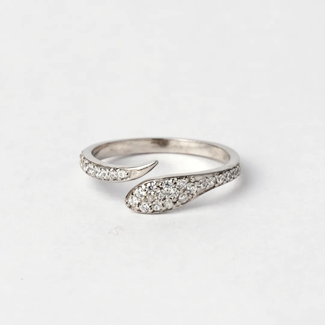 Love Clasp 925 Sterling Silver Zircon Ring