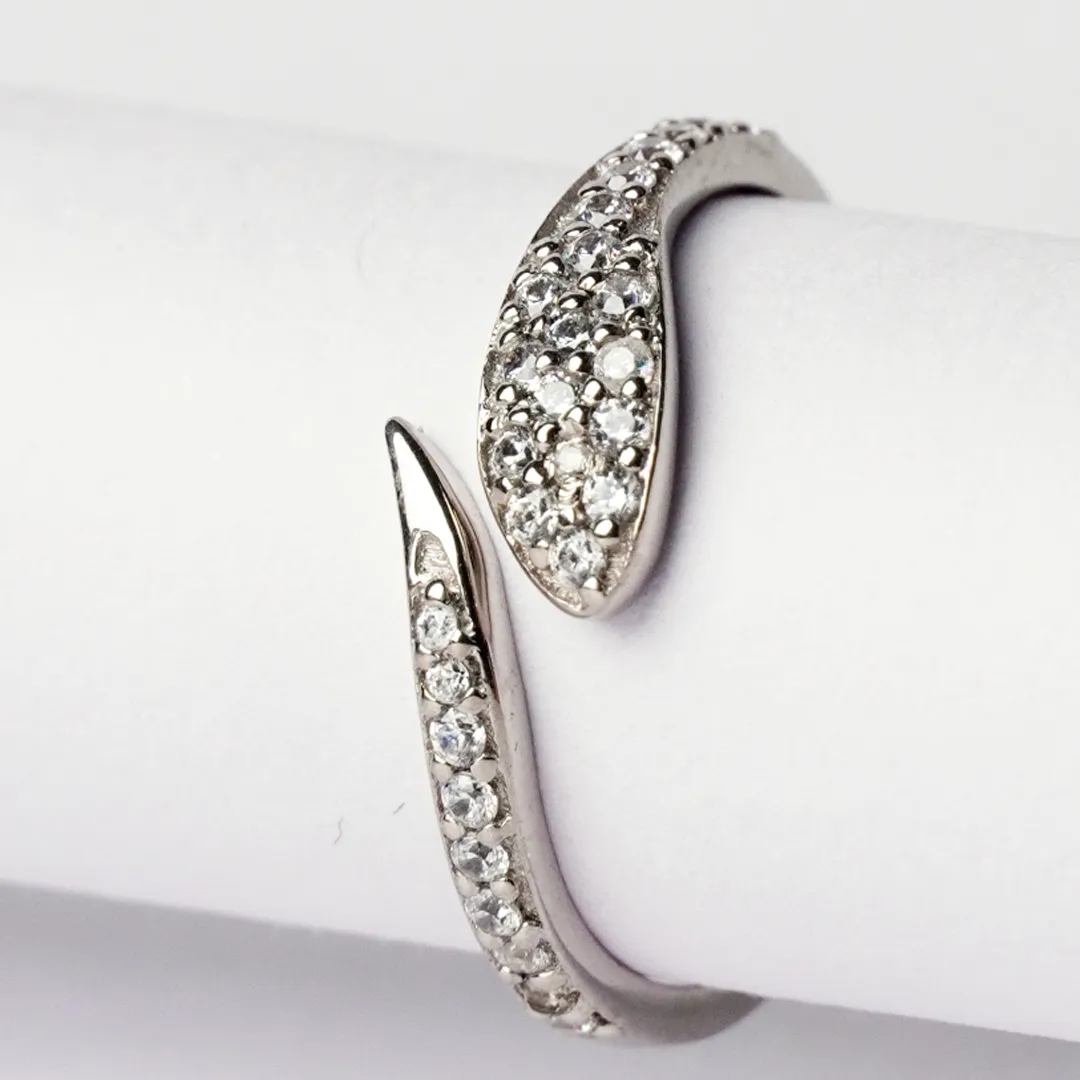 Love Clasp 925 Sterling Silver Zircon Ring