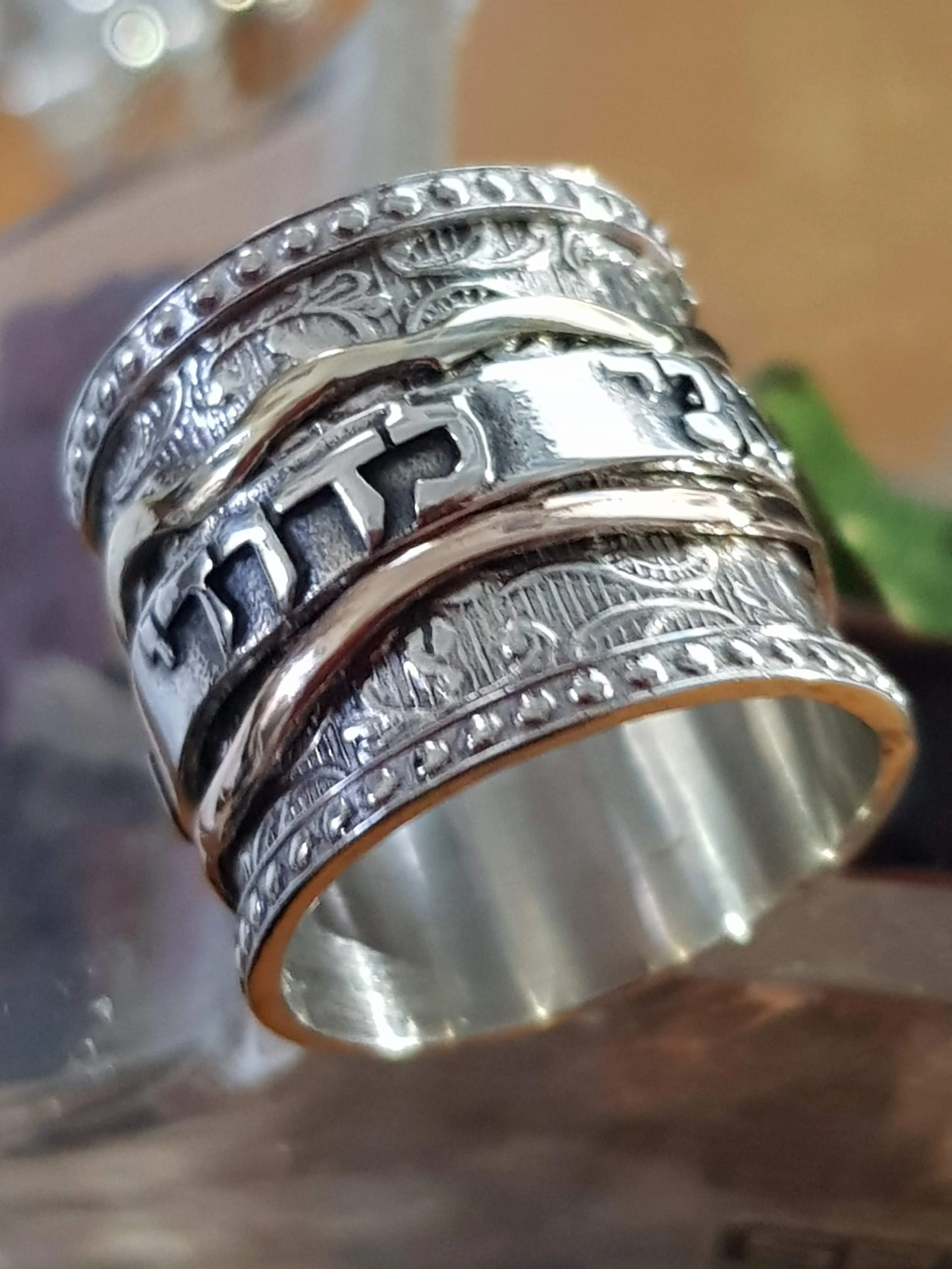 Love Ring Hebrew verse "I have Found the One my Soul Loves" Spinner Fidget Ring