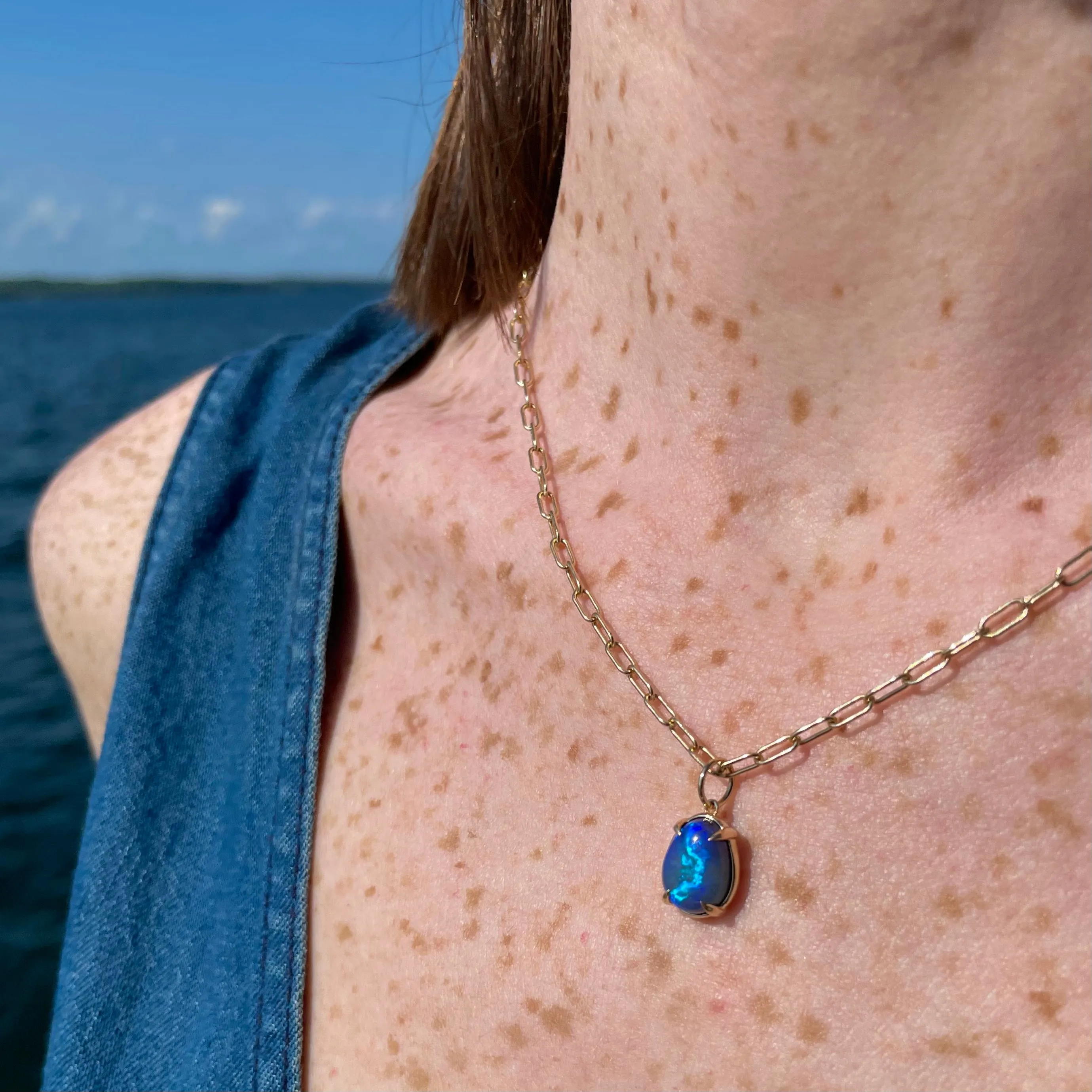 Medium Oval Lightning Ridge Opal Pendant