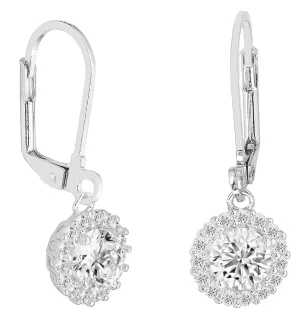 Michelle 18k White Gold Plated Drop Earrings with Simulated Diamond Crystals