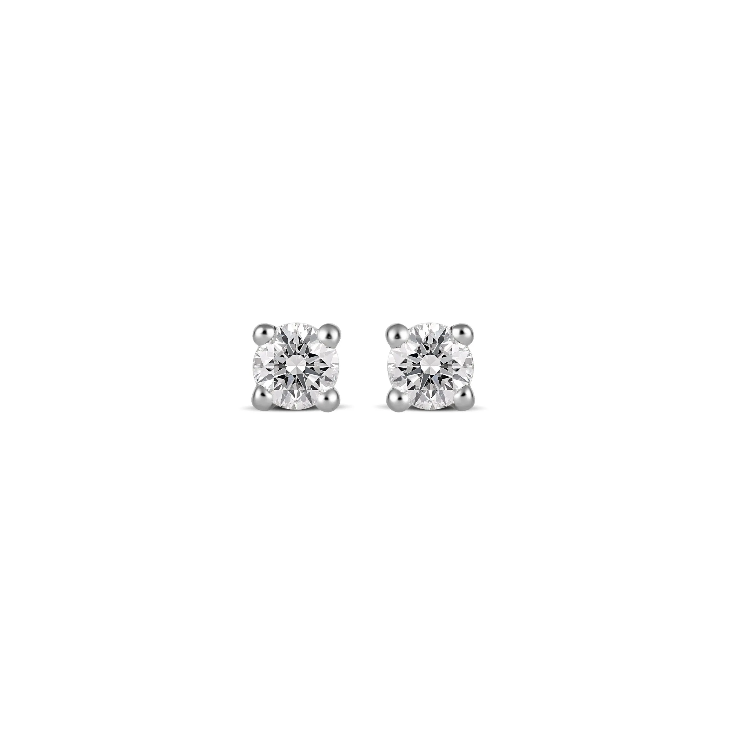 Modest 9CT White Gold 4-Claw Diamond Earrings