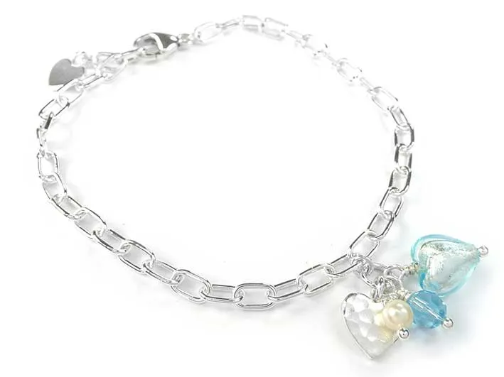 Murano Glass Amore Bracelet - Aquamarine