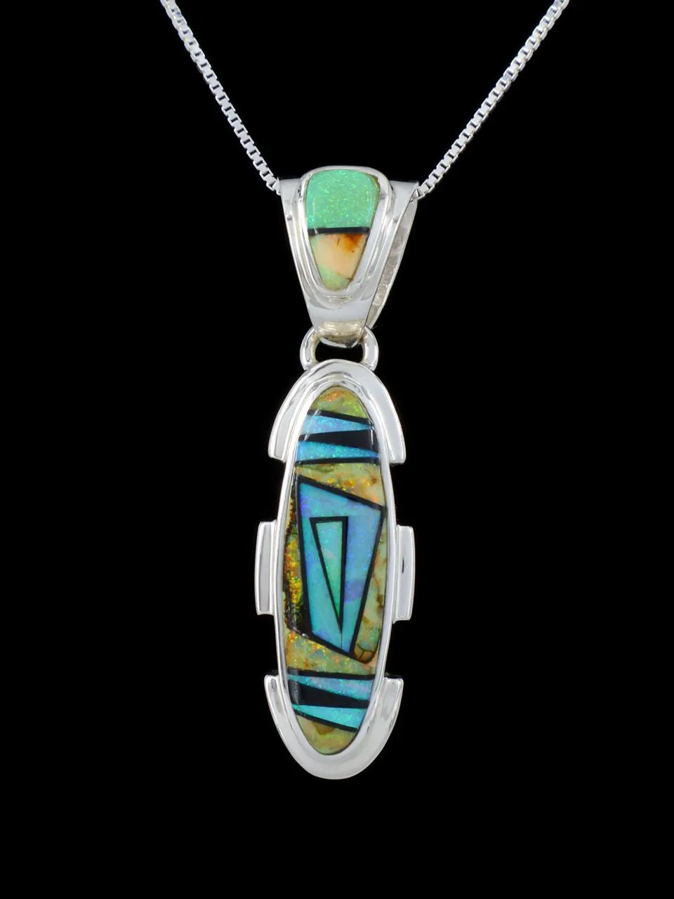 Native American Jewelry Opalite Inlay Pendant