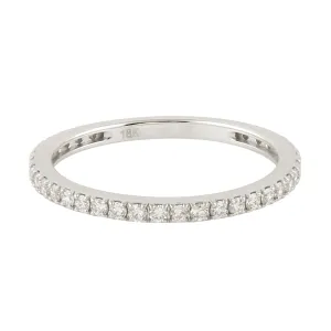 Natural Pave Diamond Delicate Band Ring In 18k White Gold For Her