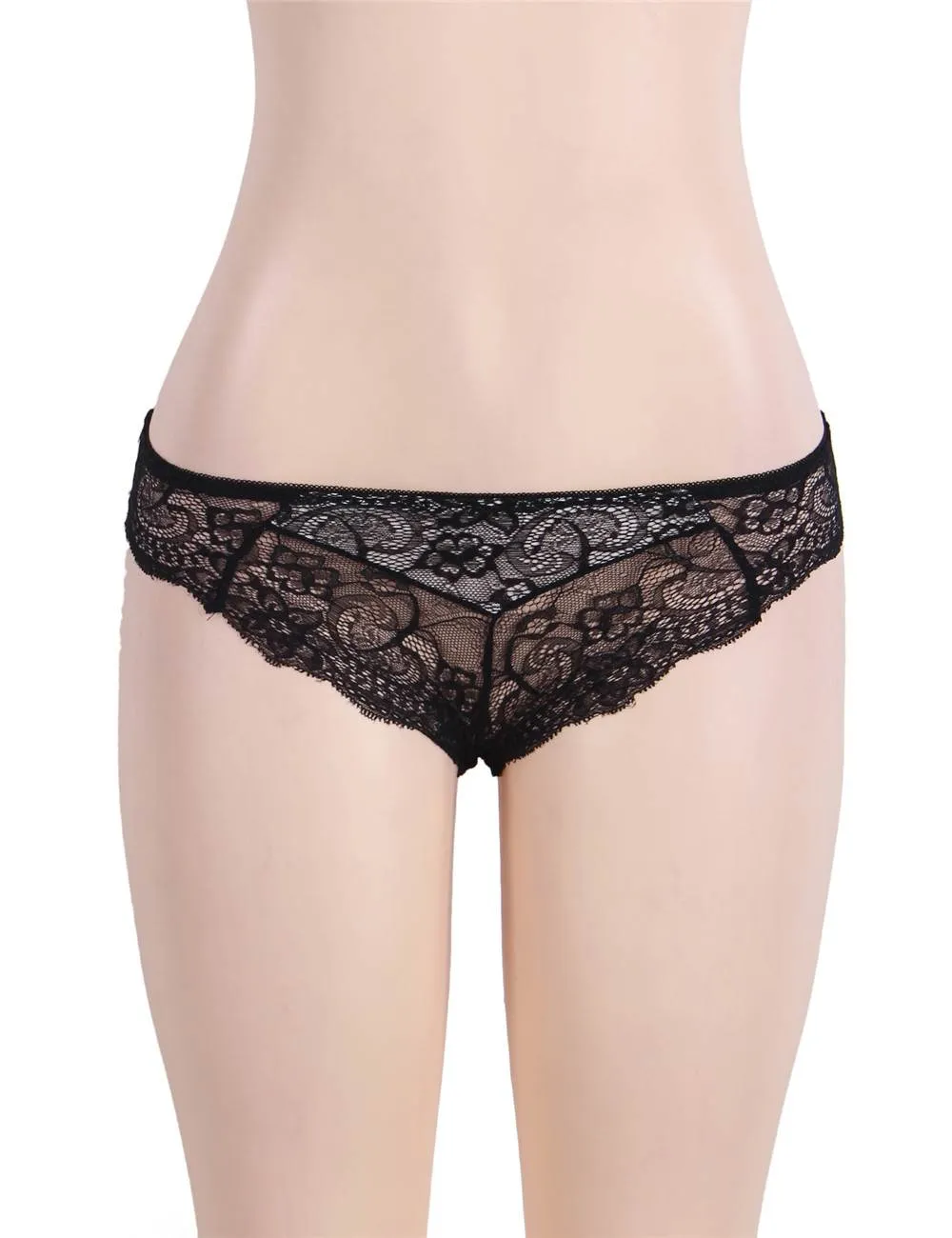 New Seductive Black 3 Piece Delicate Lace Bra Garter Set