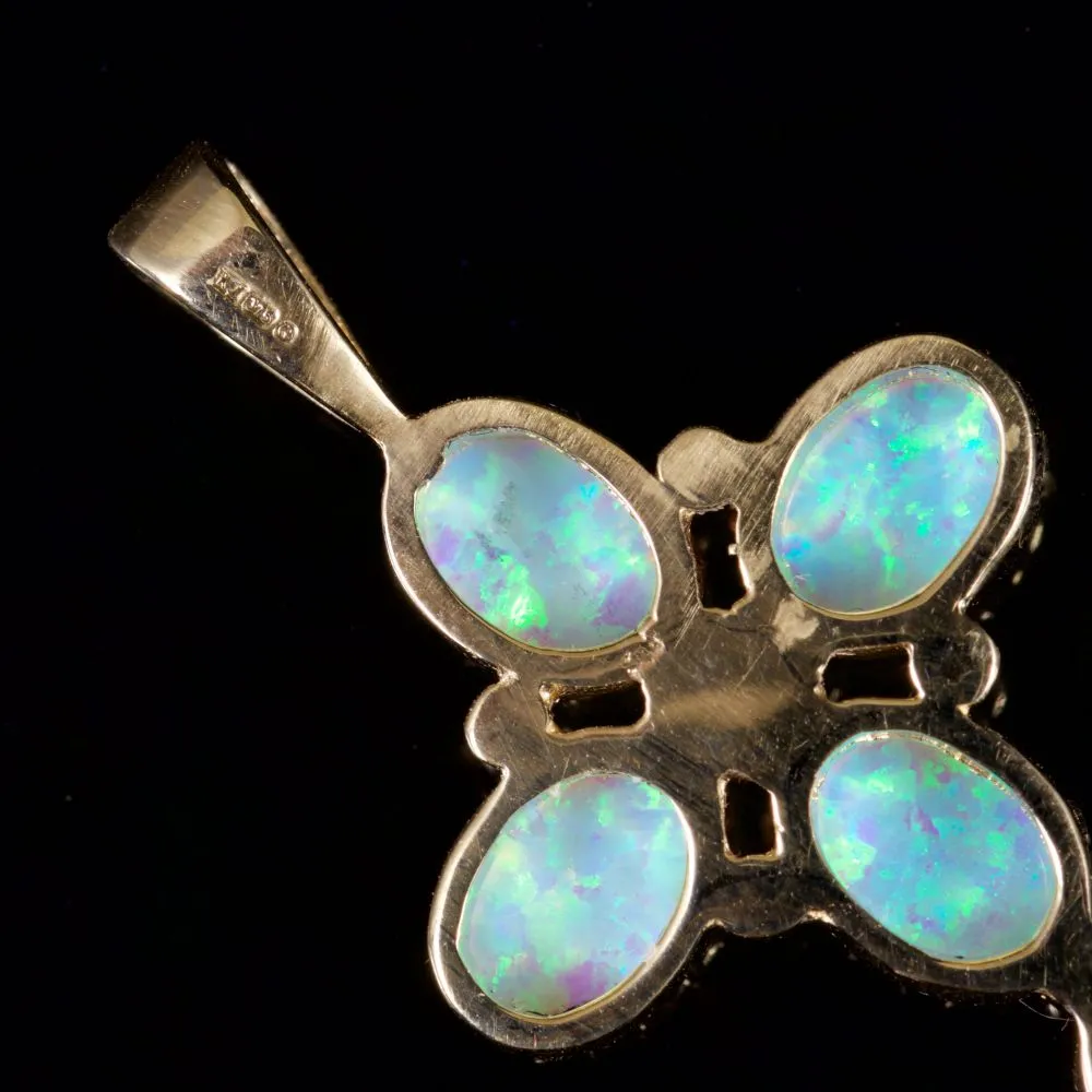 Opal Pearl Cross Pendant 9Ct Gold Pendant