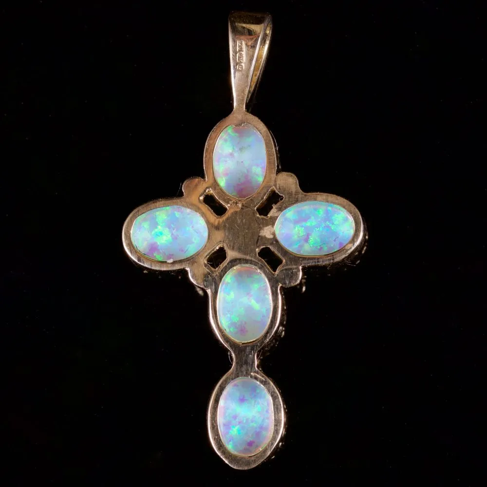 Opal Pearl Cross Pendant 9Ct Gold Pendant