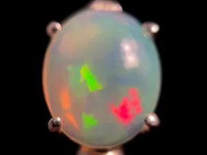 OPAL Pendant - Sterling Silver, 9x11mm Oval Cabochon - Opal Necklace, Birthstone Necklace, Opal Jewelry, Welo Opal, 49027