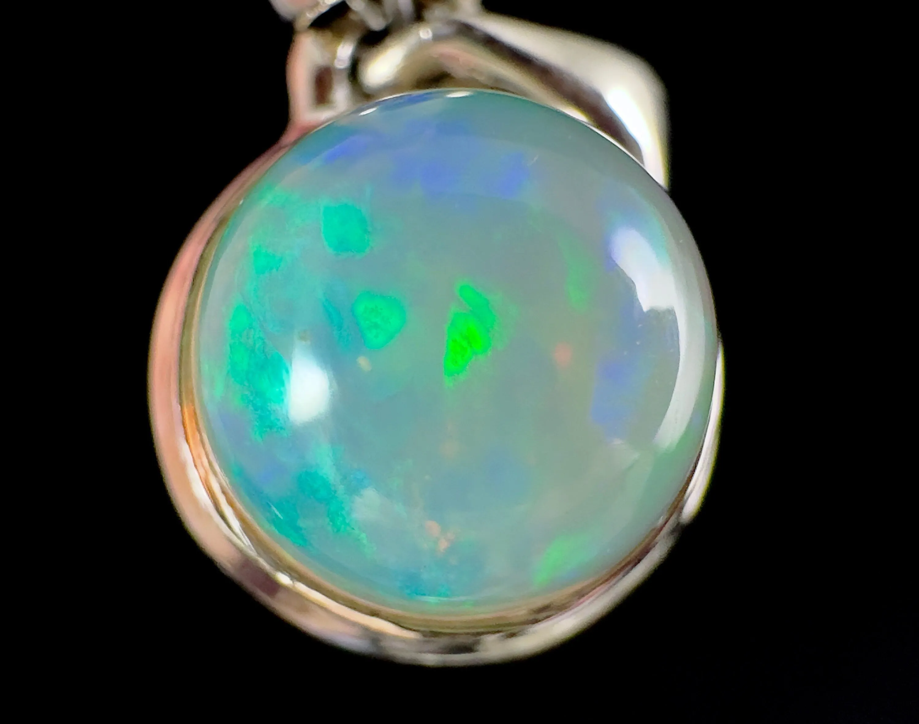 OPAL Pendant - Sterling Silver - Birthstone Jewelry, Opal Cabochon Necklace, Welo Opal, 54377