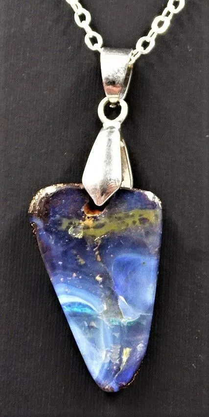 Opal Purple Boulder 18ct White Gold Plated Pendant